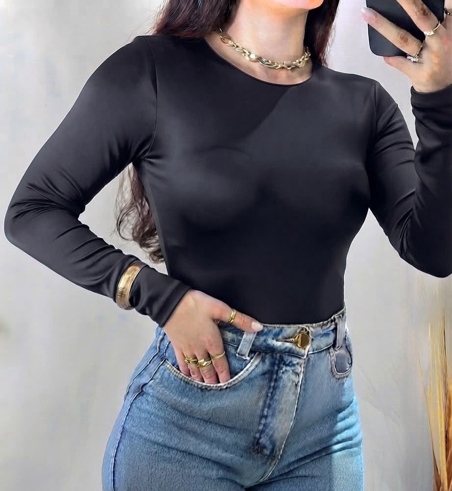 Body cuello redondo manga larga